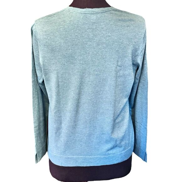 J Jill V-Neck Sweater Womens Large Petite Pullover Silk/Cotton Lt Teal Green - Picture 3 of 9